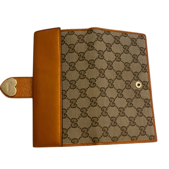 Gucci Guccissima Beige Marrone-Arancio Canva Cuore long wallet gently used - Picture 10 of 12